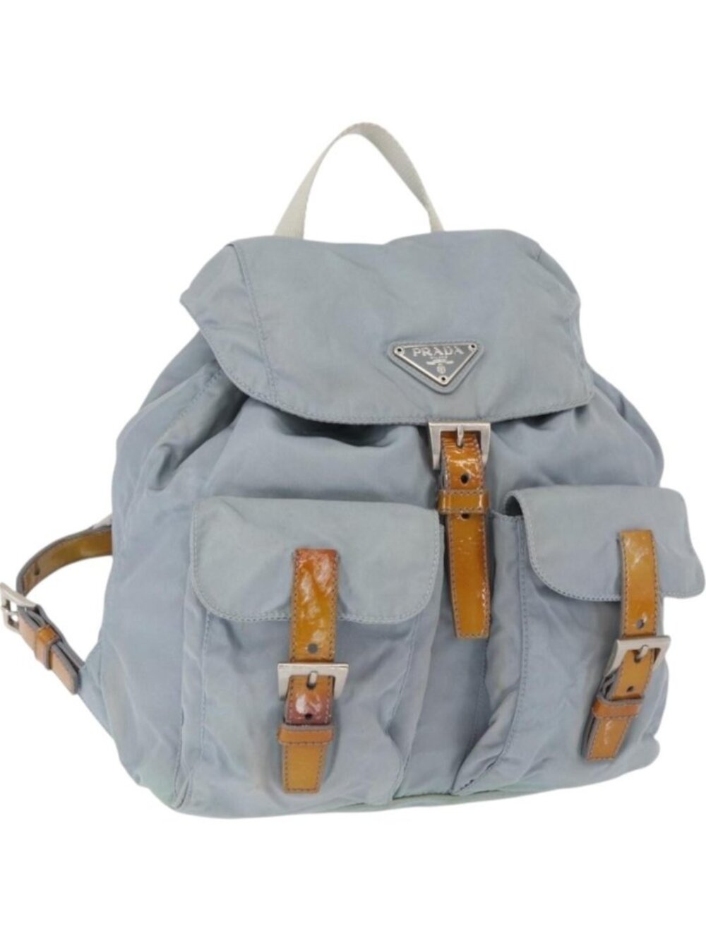PRADA Backpack Nylon Light Blue Silver